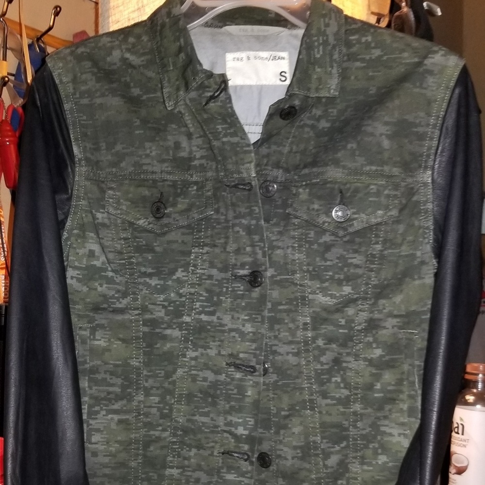 Camouflage and leather Jacket